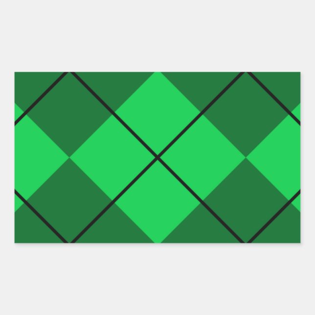 Irish Green Argyle Rectangular Sticker (Front)