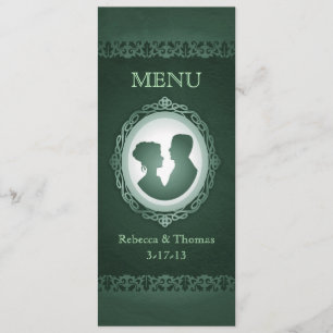 Irish Green Cameo Wedding Menu Cards