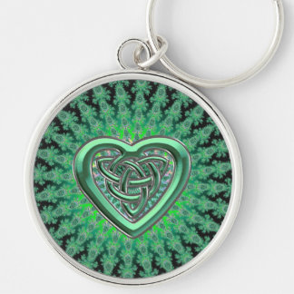 Irish Green Celtic Heart Knot Keychain
