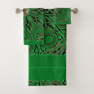 Irish Green Celtic Triskele Mandala Towel Set