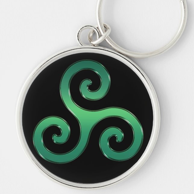 Irish Green Celtic Triskelion Keychain (Front)