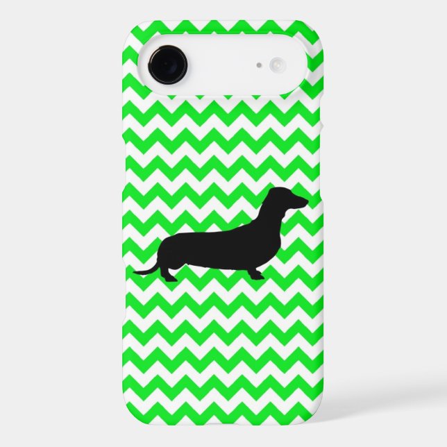 Irish Green Chevron with Dachshund Case-Mate iPhone Case (Back)