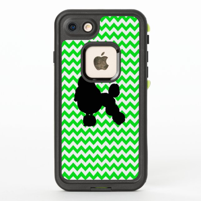 Irish Green Chevron with Poodle Silhouette LifeProof iPhone Case (Back)