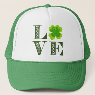 Irish Green Clover Shamrock Celtic Knot LOVE T-Shi Trucker Hat