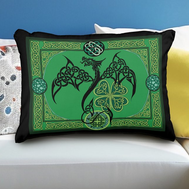 Irish Green Dragon Celtic Decorative Cushion (Creator Uploaded)