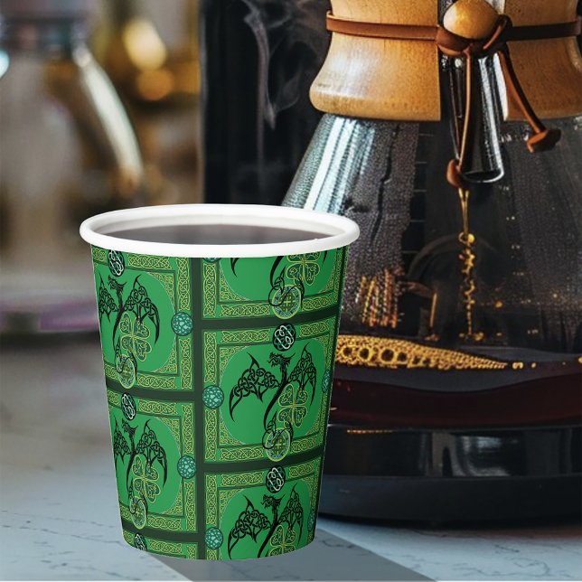 Irish Green Dragon Celtic Paper Cups (Creator Uploaded)