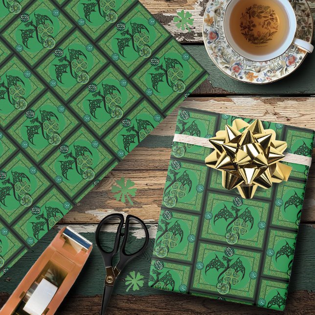 Irish Green Dragon Celtic Wrapping Paper (Creator Uploaded)