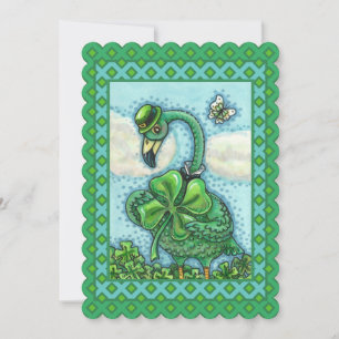 IRISH GREEN FLAMINGO, HAPPY ST. PATRICK'S DAY Flat Holiday Card