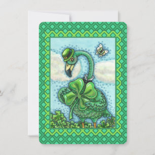 IRISH GREEN FLAMINGO, HAPPY ST. PATRICK'S DAY Flat Holiday Card