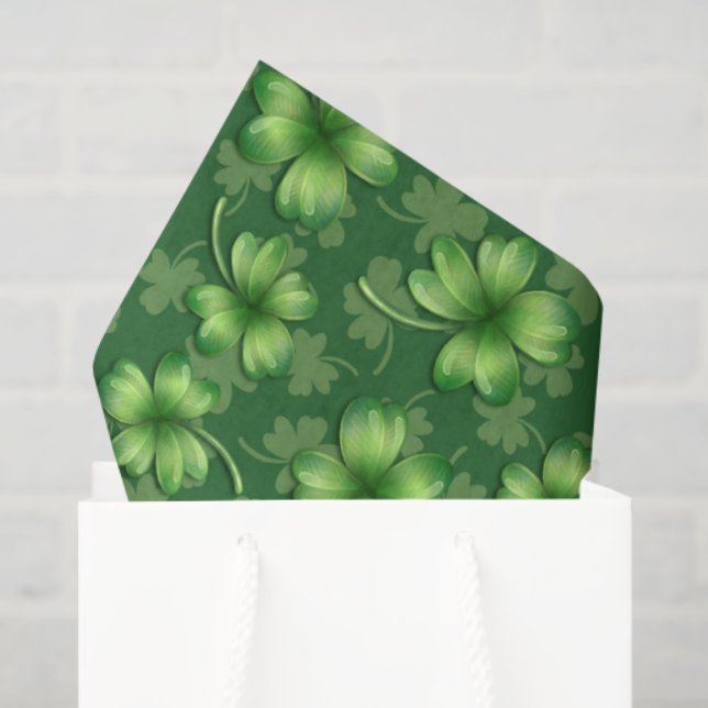 Irish Green Four Leaf Clover Tissue Paper (Gift Bag)