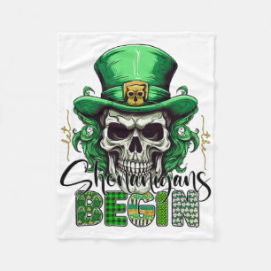 Irish Green Let The Shenanigans Begin Retro St Pat Fleece Blanket