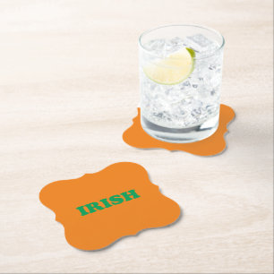 Irish green orange modern Saint Patrick's Day Paper Coaster