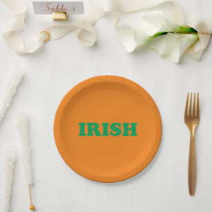 Irish green orange modern Saint Patrick's Day Paper Plate