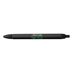 Irish Green Plaid Firefighter Truck St Patrick's Black Ink Pen