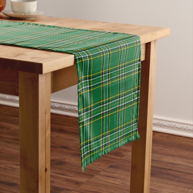 Irish Green Plaid Short Table Runner (In Situ)