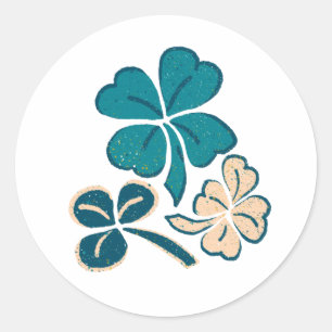 Irish Green Shamrock Clover Drawing  Classic Round Sticker