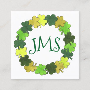 Irish Green Shamrock Clover Luck St. Patrick's Day Square Business Card