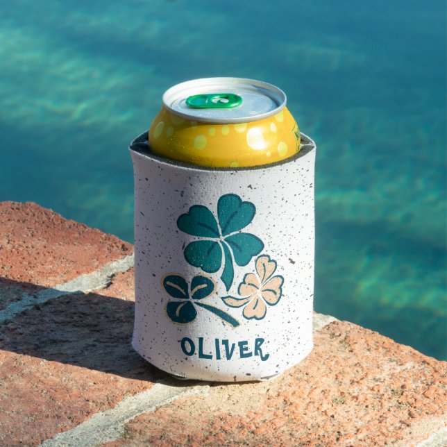 Irish Green Shamrock Clover Personalised  Can Cooler (In Situ Pool)