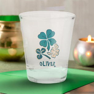 Irish Green Shamrock Clover Personalised Shot Glass