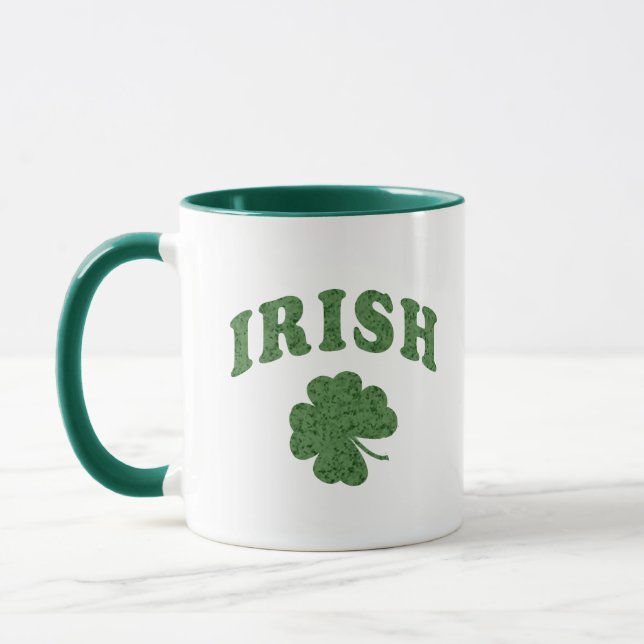 Irish Green Shamrock Mug - Two Tone Coffee Cup (Left)