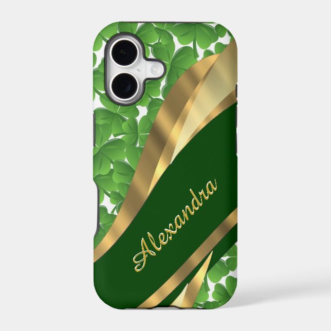 Irish green shamrock pattern personalised (Back)