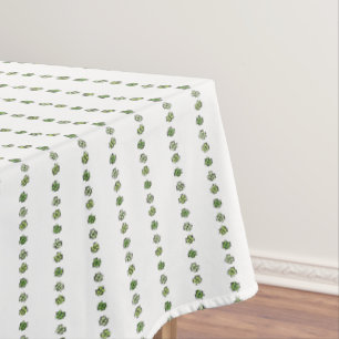 Irish Green Shamrock Stripes Tablecloth
