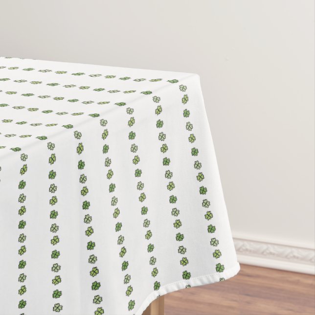 Irish Green Shamrock Stripes Tablecloth (In Situ)