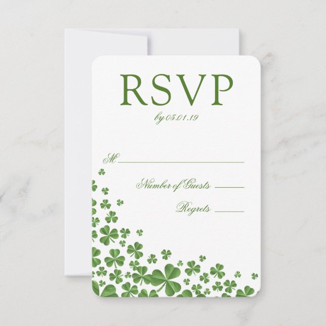 Irish Green Shamrock Wedding RSVP (Front)