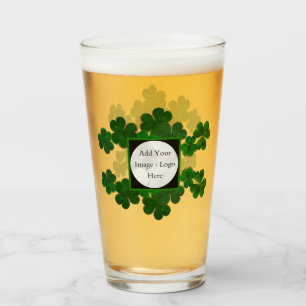 Irish Green Shamrocks Clover Logo Template Glass