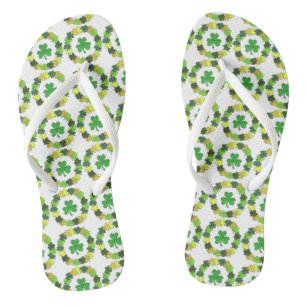 Irish Green Shamrocks St. Patrick's Day Wreath Thongs
