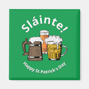 Irish Green Sláinte Cartoon Beers St Patricks Day Magnet