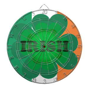 Irish green typography lucky four leaf clover flag dartboard