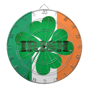 Irish green typography lucky four leaf clover flag dartboard