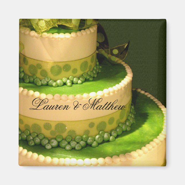 Irish Green Wedding Cake decoration Magnet (Front)