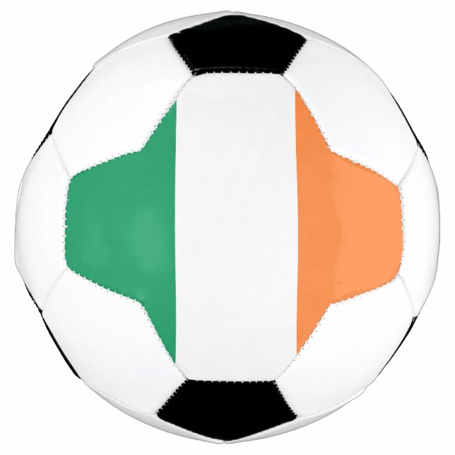 Irish green white orange tricolour flag patriotic soccer ball (Front)