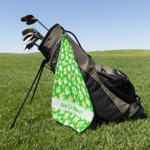 Irish Green/White/Orange Variegated Shamrocks Golf Towel