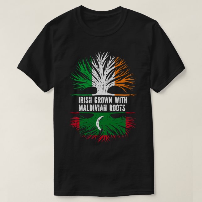 Irish Grown With Maldivian Roots Ireland Flag T-Shirt (Design Front)