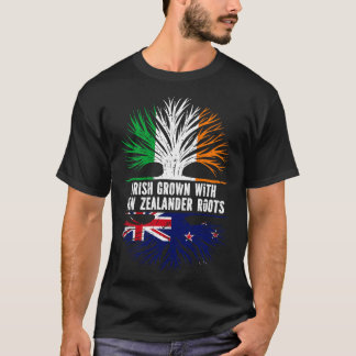 Irish Grown With New Zealander Roots Ireland Flag T-Shirt