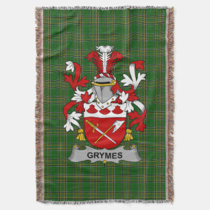 Irish Grymes Coat of Arms Family Crest Ireland Throw Blanket