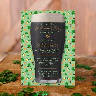Irish Guinness Pint St. Patrick's Day Party Invitation
