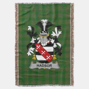 Irish Hadsor Coat of Arms Family Crest Ireland Throw Blanket
