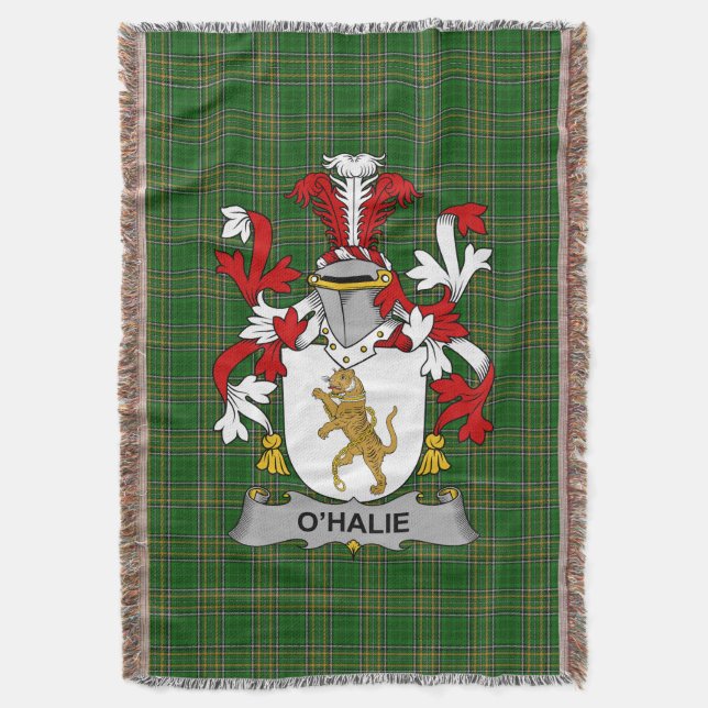  Irish Halie or O_Halie Coat of Arms Family Crest  Throw Blanket (Front Vertical)