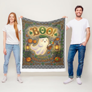 Irish Halloween Ghost Cute Celtic Boo Sp Fleece Blanket