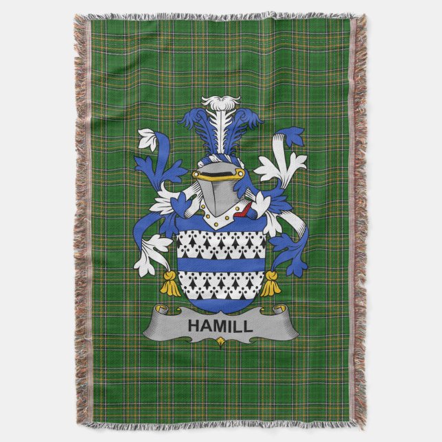  Irish Hamill Coat of Arms Family Crest Ireland Throw Blanket (Front Vertical)