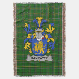 Irish Hanratty or O_Hanraghty Coat of Arms Family Throw Blanket