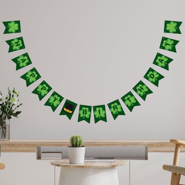 Irish Happy Birthday Green Clover Bunting (Creator Uploaded)