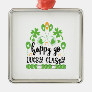 Irish Happy Go Lucky Classy Metal Ornament