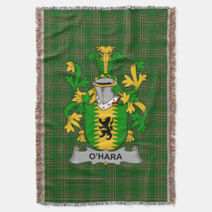 Irish Hara or O_Hara Coat of Arms Family Crest Ir Throw Blanket
