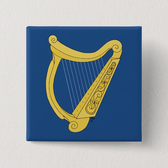 Irish Harp 15 Cm Square Badge (Front)
