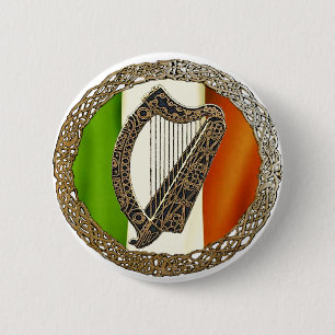 Irish Harp 6 Cm Round Badge
